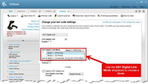 Selecting GS1 Digital Link Mode