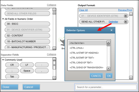 SEND ALL OTHER FIELDS Delimiter