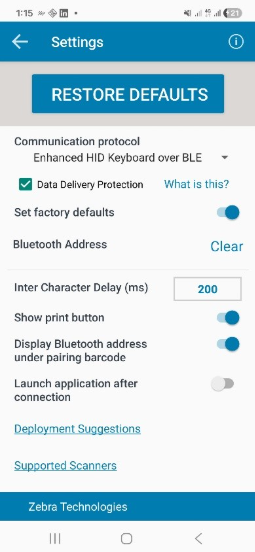 STC Utility settings view