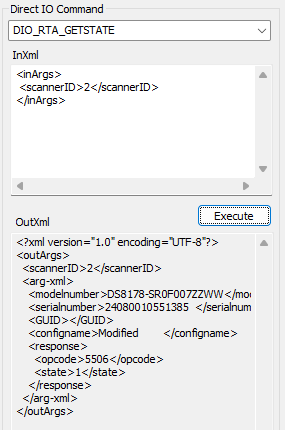OPOS sample application showing the RTA state